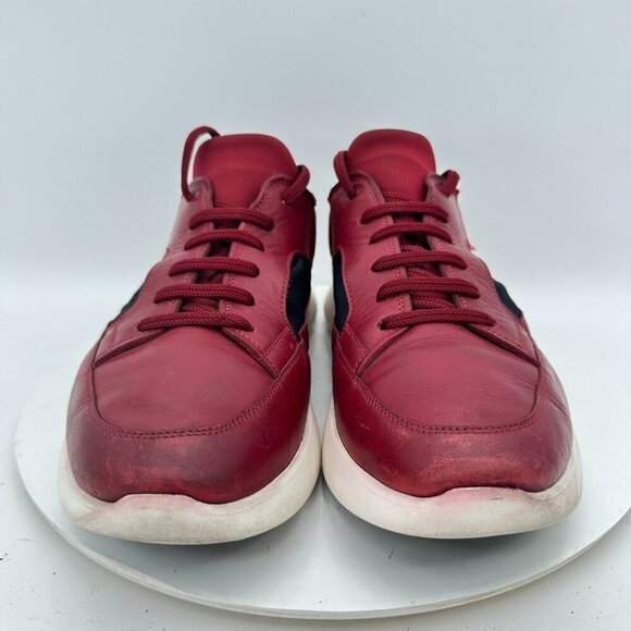 Salvatore Ferragamo Men Size 9EE Red Burgundy Black Leather Low Top Lace Up Shoe - Picture 2 of 11